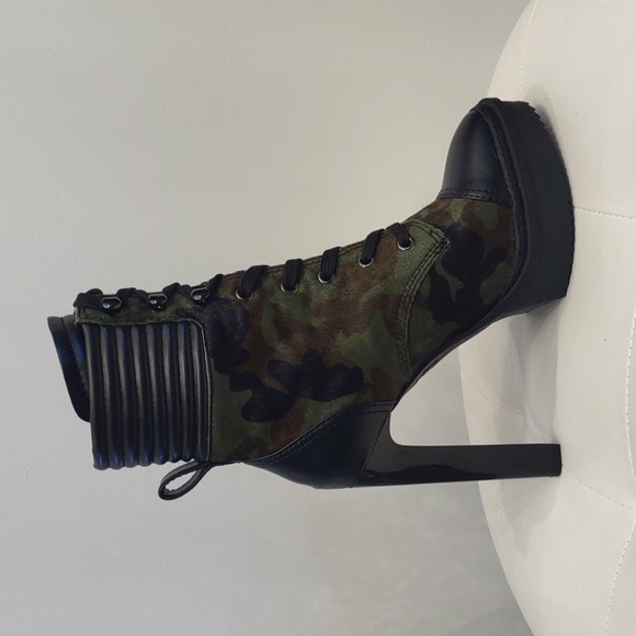 Dkny Shoes Dkny Steffi Camouflage Calf Hair High Heel Platform Lace